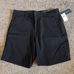 Perry‎ Ellis Mens Size 32 Black Stretch Shorts Flat Front Golf 8" Inseam NWT